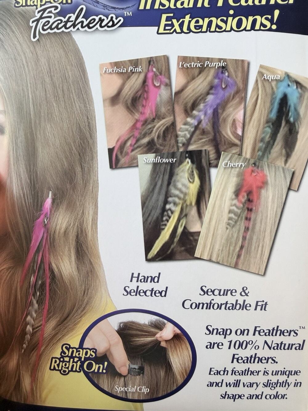 Instant Feather Extensions for Women Girls Faux Feathers 5 Per Pk 2 PKS NEW